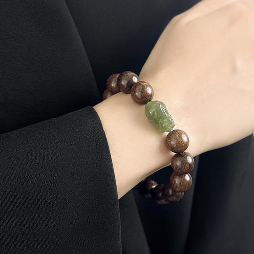 BAOFAMDI宝梵迪转金轮六字箴言鼓珠文玩和田玉貔貅男女款手串送男友送父亲高档礼物BF 商品图4