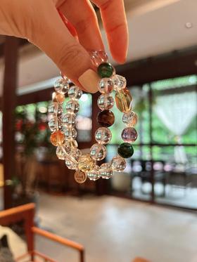 【普陀山】五⾏多宝 925纯银⽩⽔晶能量手串  晶石10mm-11mm