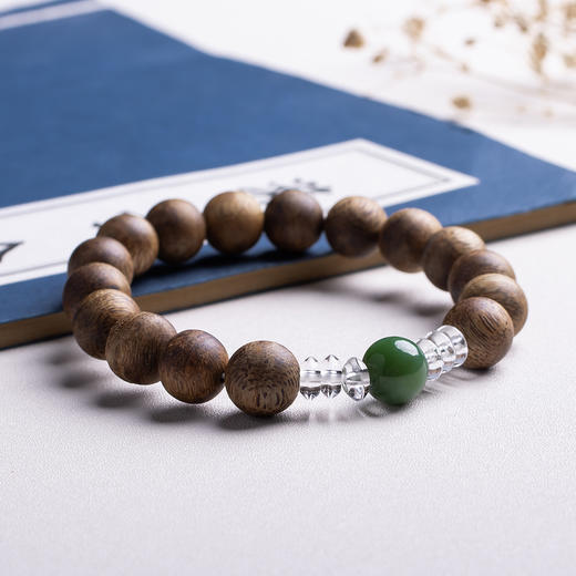 xy0389沉香+碧玉水晶手串 商品图4