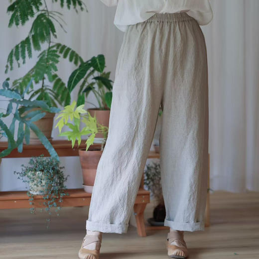 黄阿福 雨露色亚麻打底裤 商品图2