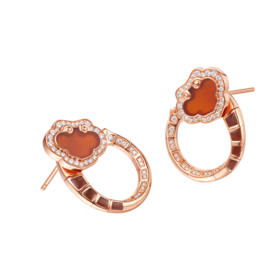 ［结·锁系列］18K金钻石红玛瑙耳饰#如意RUYI