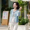 西子/湖光春风纯色褶皱圆领排扣长袖开衫天蓝色外套/WTSJ010 商品缩略图0