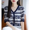 佐姿莎 复古提花优雅针织短袖 马车/蝴蝶两种图案，圆领款/假开衫款两种版型；莱赛尔面料垂顺柔软，清爽舒适，复古提花设计，微松H型廓形，穿着舒适 商品缩略图2