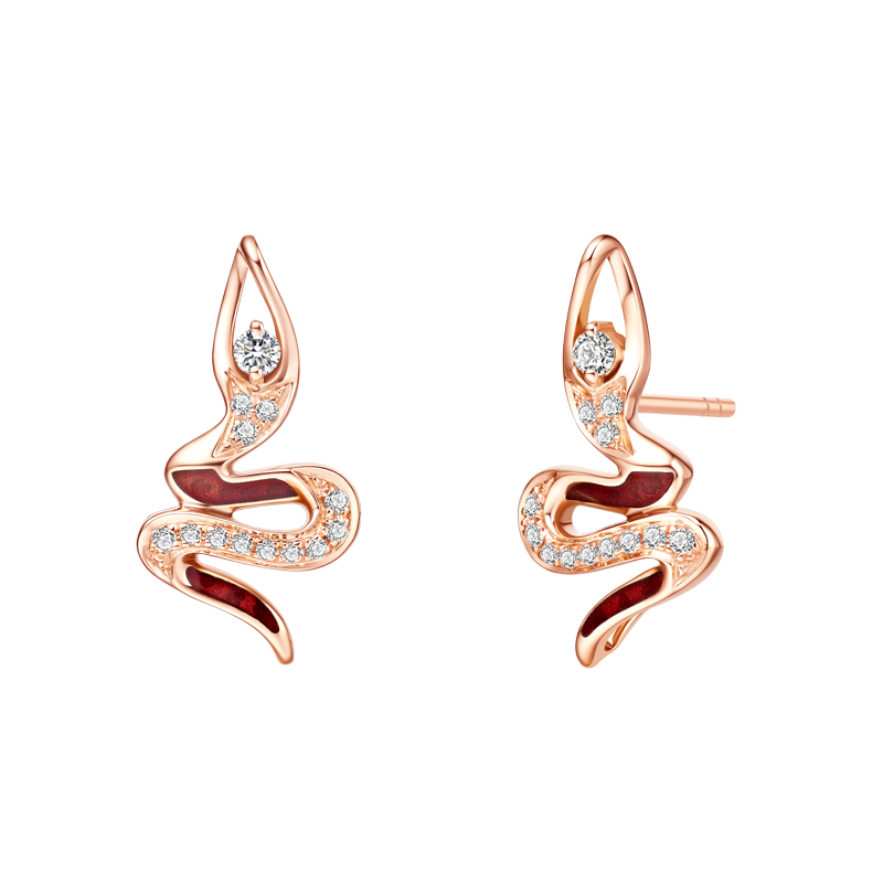 ［东方有境］18K玫瑰金镶钻耳饰#娲神