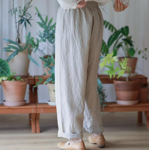 黄阿福 雨露色亚麻打底裤 商品图1