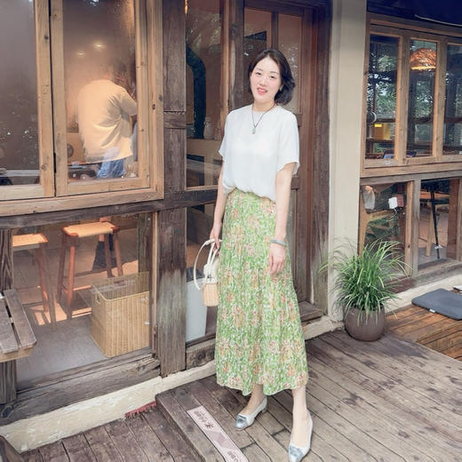 火桐hooton 嘉兰盛开 亚麻印花度假风半裙20329903 商品图1