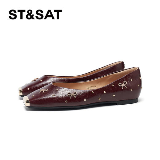 星期六黑耀甜心金属方头平底单鞋SSD3111104 商品图11