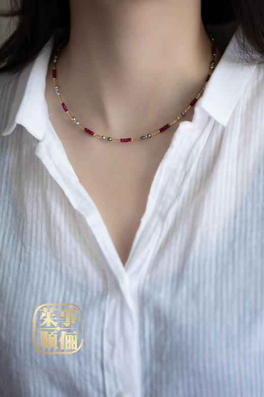 【茱事顺俪】18k金红宝石珍珠项链 商品图3