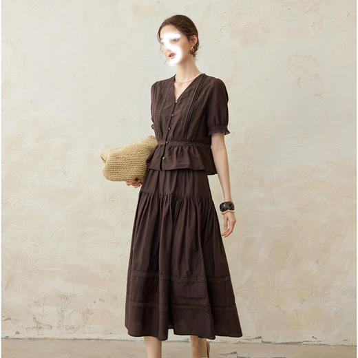 裁缝学苑AH24法式V领短袖衬衫纸样松紧腰半裙套装女装板图纸 商品图2