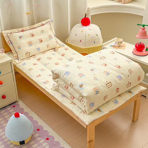 自然醒A类幼儿园全棉双层纱套件三件套六件套纯棉儿童被褥宝宝午睡床品JY 商品图10