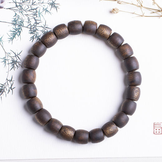 xy0416，9mm桶珠沉香素串单圈手串 商品图9