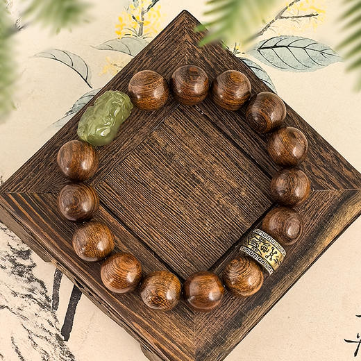 BAOFAMDI宝梵迪转金轮六字箴言鼓珠文玩和田玉貔貅男女款手串送男友送父亲高档礼物BF 商品图0