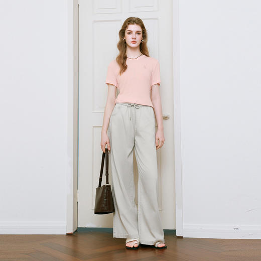 【商场同款】诗凡黎字母毛线绣T恤2025夏季新款短袖女3G5100362 商品图1