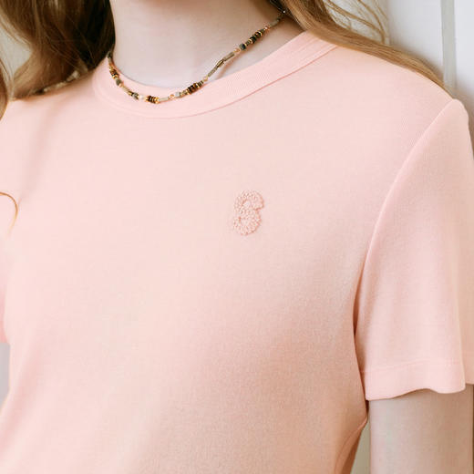 【商场同款】诗凡黎字母毛线绣T恤2025夏季新款短袖女3G5100362 商品图3