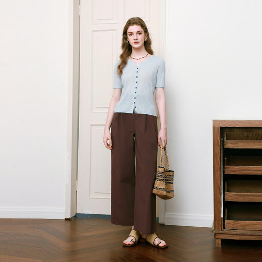 【商场同款】诗凡黎高腰直筒阔腿裤2025夏新款休闲裤女3G4350641 商品图1