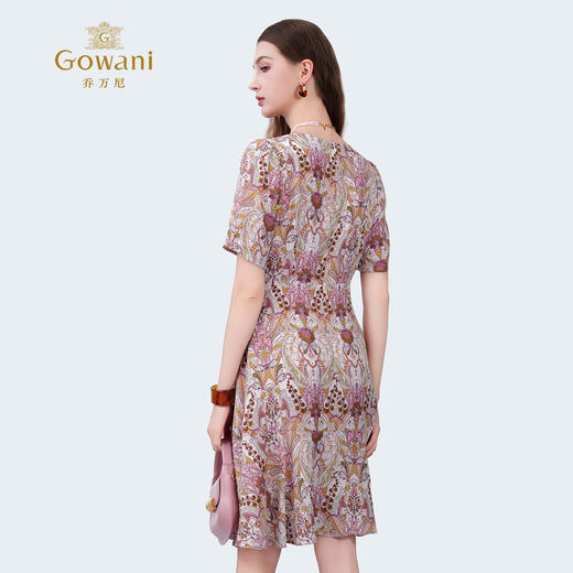 新品佩斯利纹100%真丝收腰印花连衣裙ED2E548 商品图4