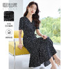 【专属特价】熙世界法式复古波点V领连衣裙夏季垂感气质优雅雪纺茶歇裙长裙 商品缩略图0