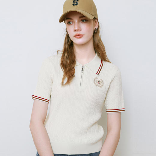 【商场同款】诗凡黎学院风POLO针织衫25夏新款短袖上衣3G4230831 商品图2