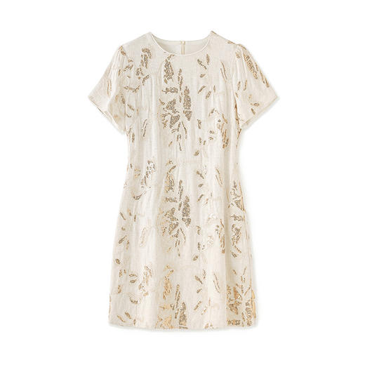 「高货wl」全新升级【铂金会员330/天猫439/差价109】(13021)洛诗琳时髦重工亮片刺绣连衣裙2025夏季圆领气质中长裙 商品图4