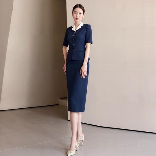 IWY/高端藏青色撞色拼接设计感西装套装通勤商务主持人正装女25CS792 商品图2