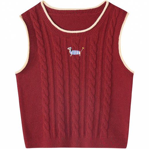 笛莎Deesha 童装女童马甲2025秋新款女童可爱毛织小狗马甲 商品图4