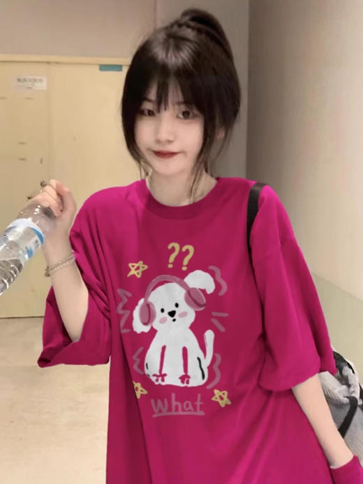 【爆款T恤❗美式复古卡通印花短袖】纯棉宽松显瘦，夏日穿搭神器，舒适又有设计感，宽松设计感卡通印花休闲上衣夏QQ 商品图4