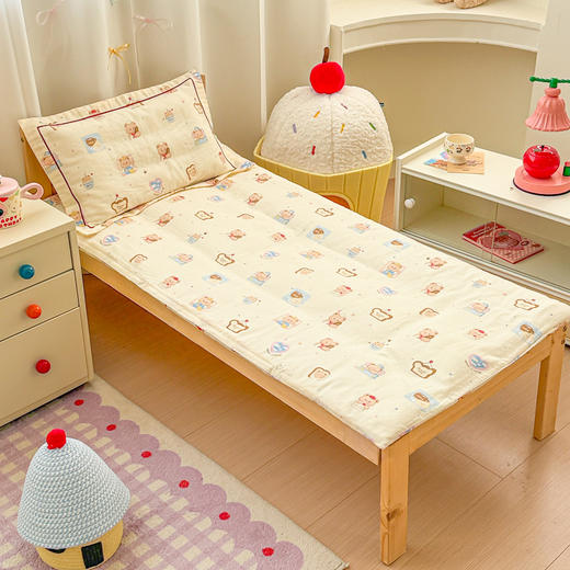 自然醒A类幼儿园全棉双层纱套件三件套六件套纯棉儿童被褥宝宝午睡床品JY 商品图2