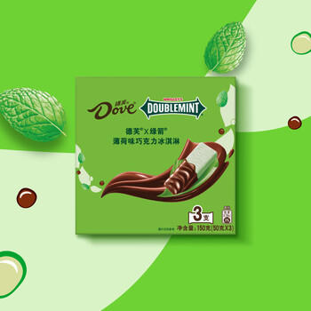 绿箭X德芙 冰淇淋 薄荷味巧克力冰淇淋 50g*3支 雪糕 冰激淋 商品图0
