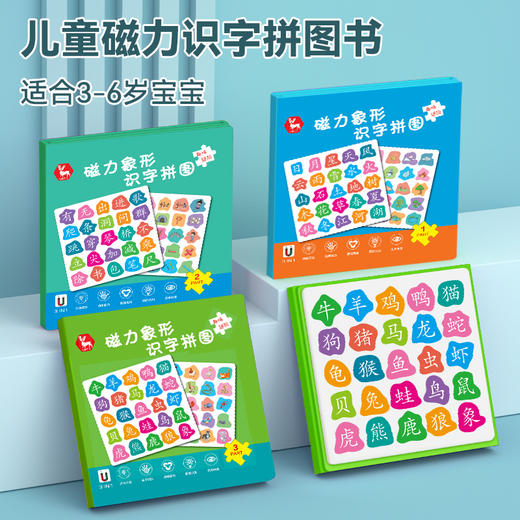 磁力象形识字识物拼图 3-6岁幼儿识字启蒙卡片快速识字阅读法儿童读物 早教书认字板汉字进阶益智玩具贴游戏 商品图0
