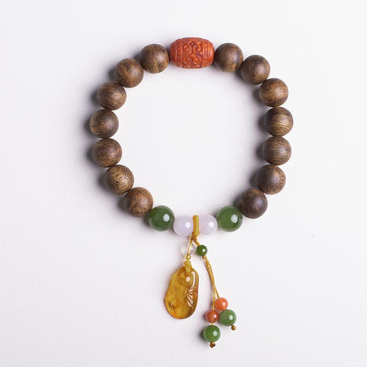 xy0406沉香+南红蜜蜡碧玉手串 商品图0