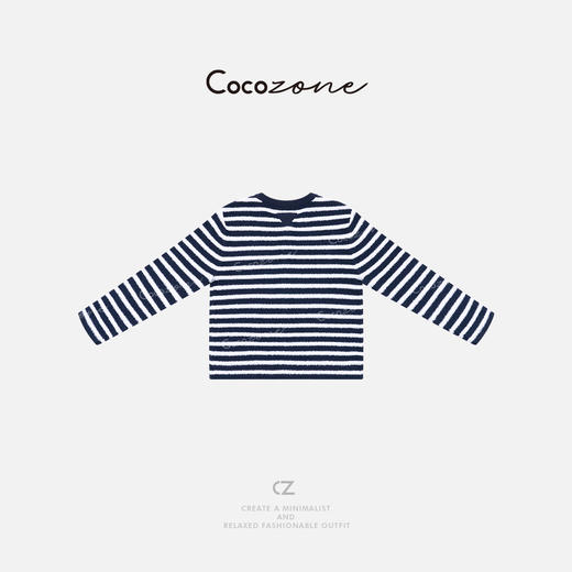 COCO ZONE 刘一一 “海军条”圆领撞色条纹柔软毛织开衫 CD1A0977 商品图1