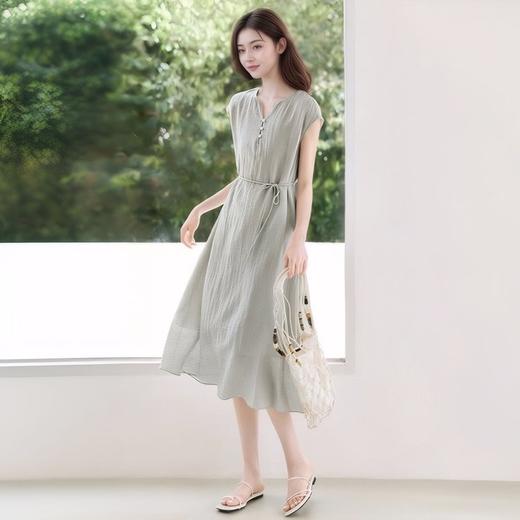 茱莉缇JURLIEDI 独家定制 薄荷曼巴亚麻连衣裙 商品图5