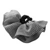 三彩2025新款miu系黑白格纹发圈复古头饰双层荷叶边通勤扎发女 商品缩略图4
