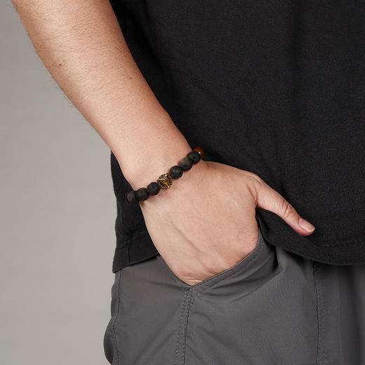 大英博物馆 欧洲文化艺术系列 玄影马扣八卦银曜石手链 复古金 商品图2