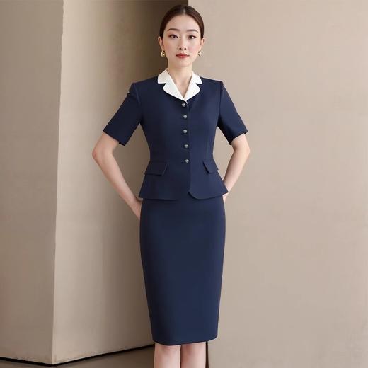 IWY/高端藏青色撞色拼接设计感西装套装通勤商务主持人正装女25CS792 商品图3