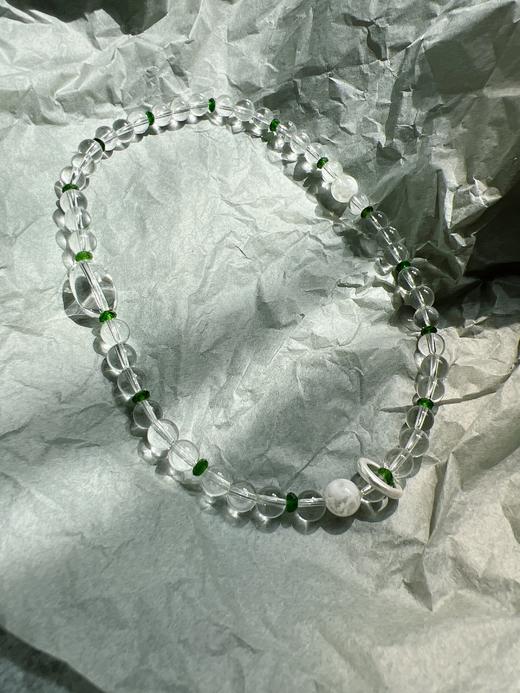 【普陀山】⽩⽔晶绿透辉 雪花幽灵水晶手串 女款设计 商品图1