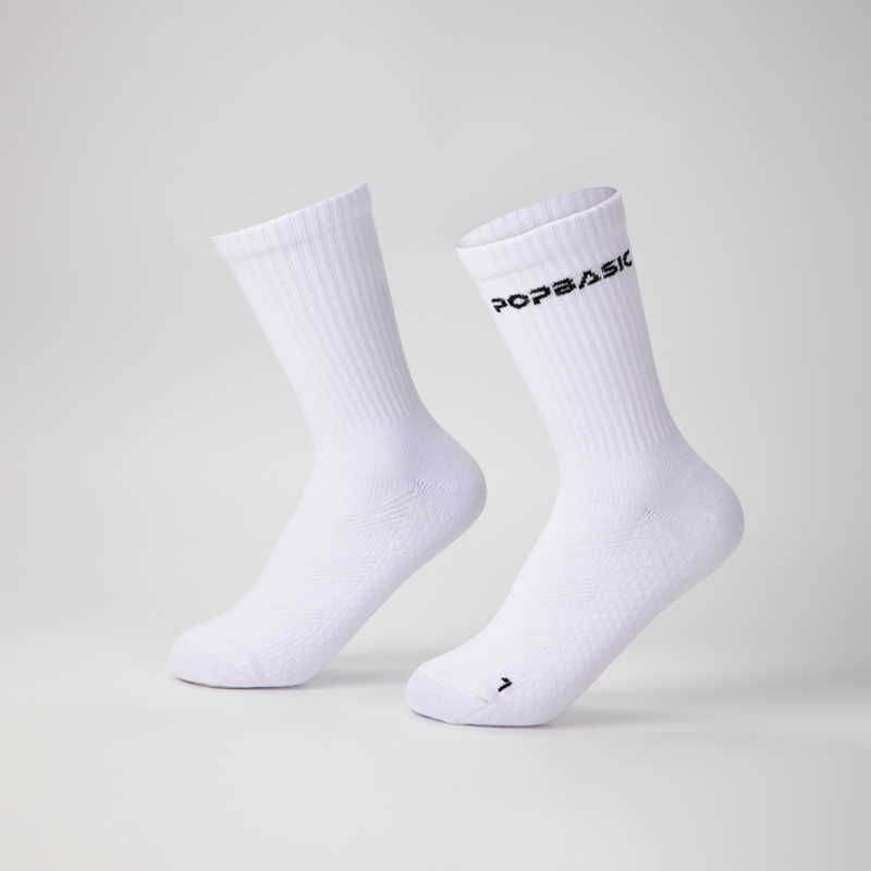 POPBASIC舒适速干中筒训练袜1双夏季透气缓震针织运动袜
