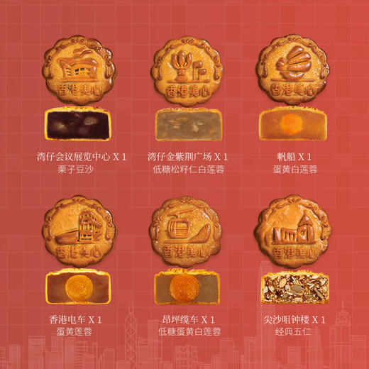【预售 乐享中秋】香港美心东方之珠月饼660g/070025 港式传统五仁莲蓉豆沙低糖蛋黄一盒6个装 商品图4