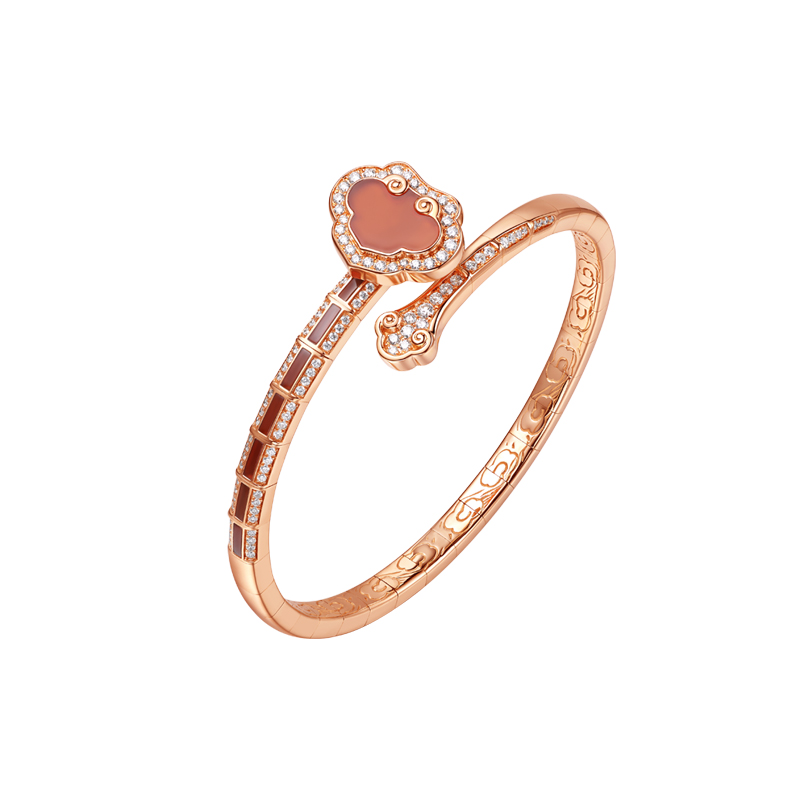 ［结·锁系列］18K金钻石红玛瑙手镯#如意RUYI