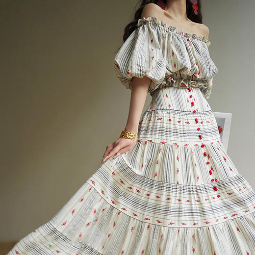 裁缝学苑AS521法式一字肩泡泡袖上衣高腰半身裙套装纸样裙子样板 商品图2