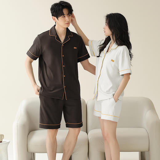 HNAN 纯棉情侣款开衫家居服  睡衣 亲肤透气 舒适柔软 多款可选 商品图6