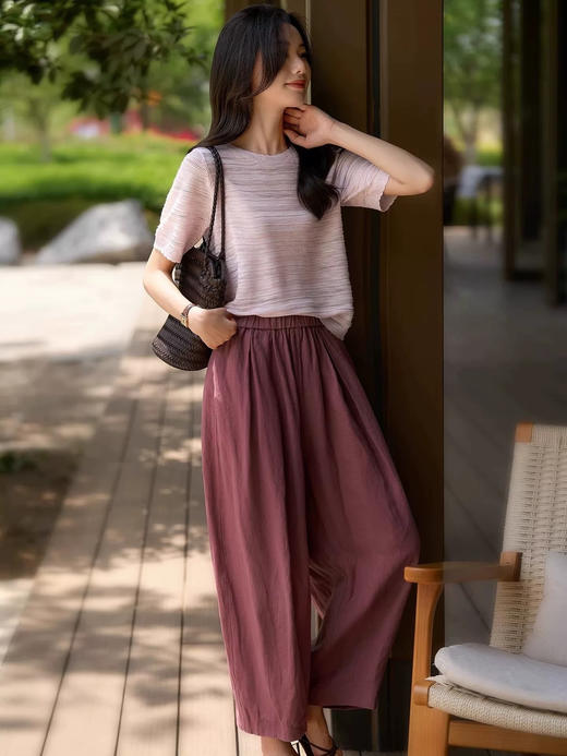 温柔治愈娴娴衫绝美淡紫肌理感莱赛尔衫 商品图5