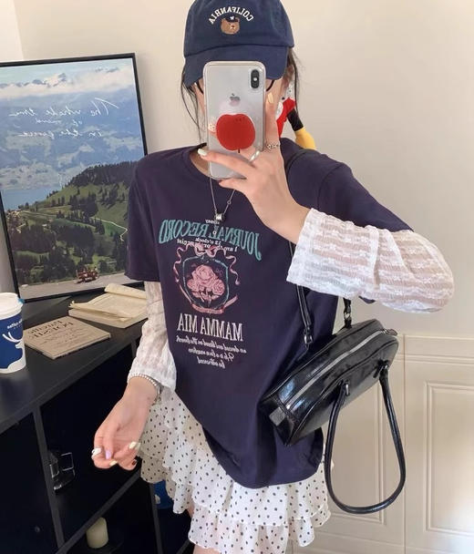 戚薇同款蕾丝假两件T恤106 商品图9