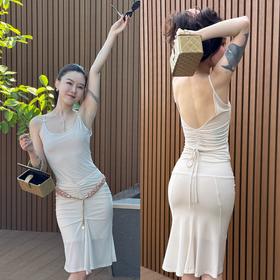 DUO智仙 黑标 山间薄雾 法式闺房醋纤性感吊带和包臀鱼尾裙