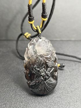 茶水晶狐狸吊坠