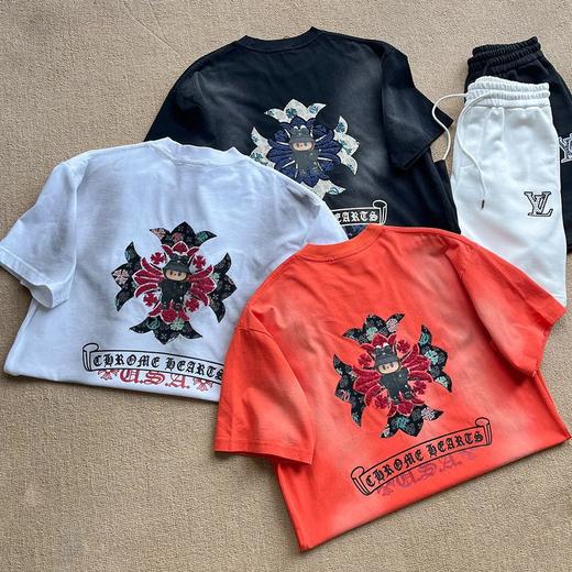 克罗心万针刺绣重工做旧工艺短袖T恤 商品图1