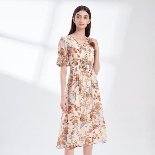 裘堤婼JETEZO	印花V领显瘦连衣裙	BA5006E 商品图1