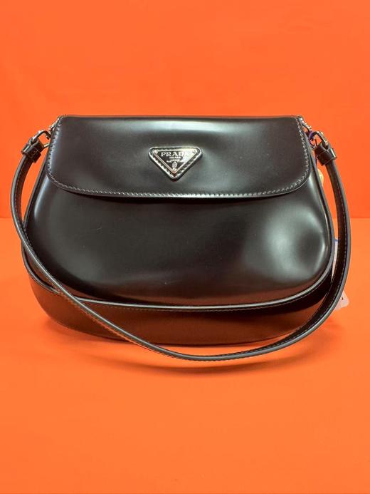 PRADA普拉达 Cleo Bag 复古无盖开口皮革 腋下包HOBO包单肩包手提包 中号  女款 黑色 商品图1