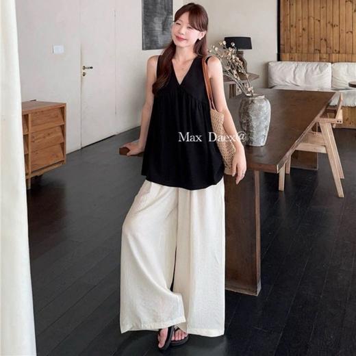 （小眠专属）Max Daex®极简黑杏套装 | 天丝棉无袖V领背心 +奶皮天丝阔腿裤，宽松款，不挑身材 商品图3