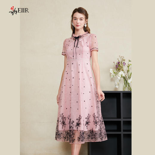 司歌蕾丝绣花复古显瘦连衣裙短袖A911022X 商品图4